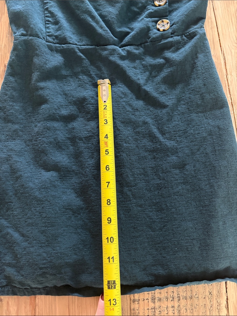 Urban Outfitters Deep Teal Spaghetti-Strap Mini Dress with Side Buttons - Picture 4 of 6